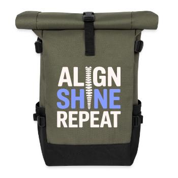 Chiropraktiker Aligned Shine Repeat Professional DC - Rolltop Rucksack - Olive/Schwarz - Vorne