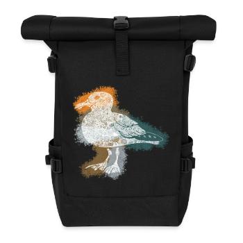 Zentangle-Möwe - Rolltop Rucksack - Schwarz - Vorne