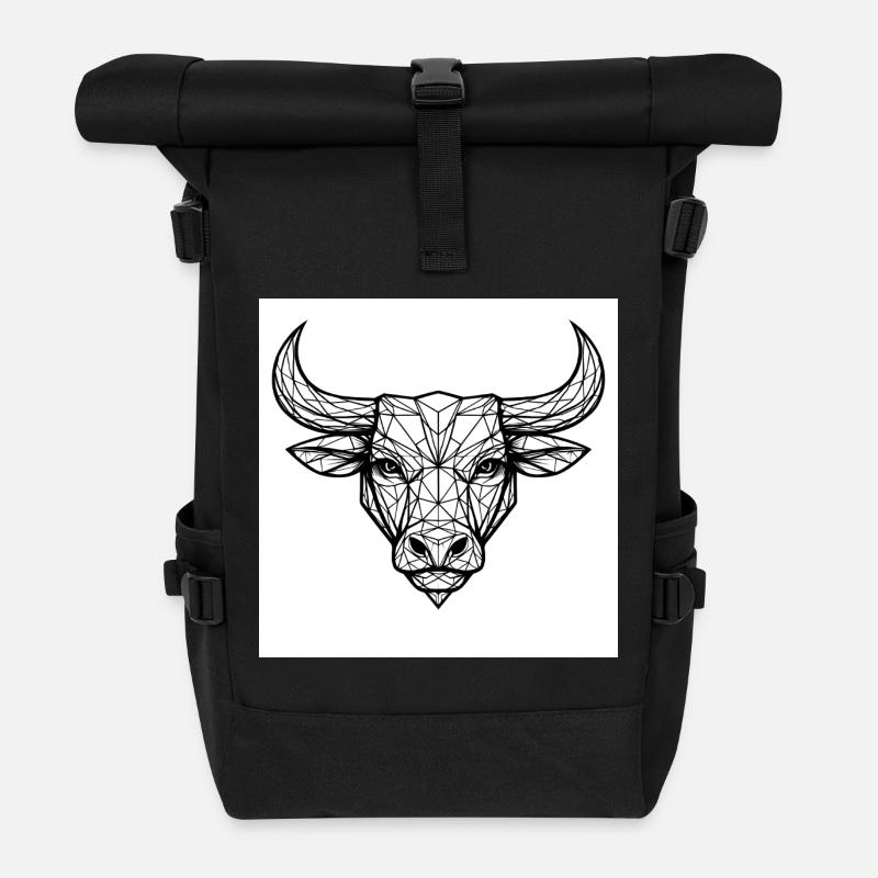Geometrischer Stierkopf - Rolltop Rucksack - Schwarz