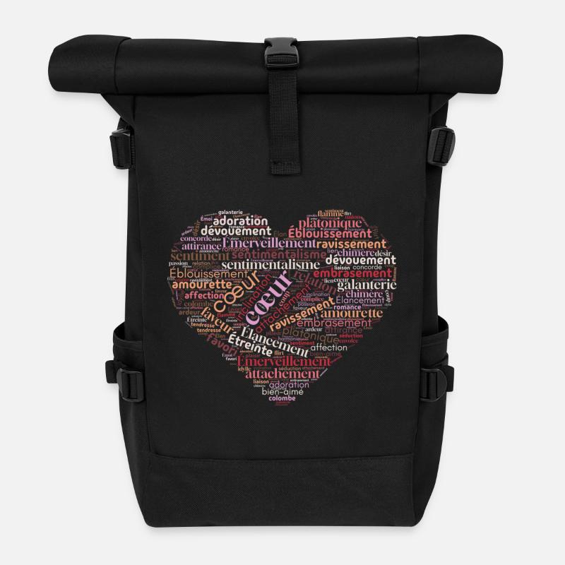 Herz der Worte in Liebe - Rolltop Rucksack - Schwarz