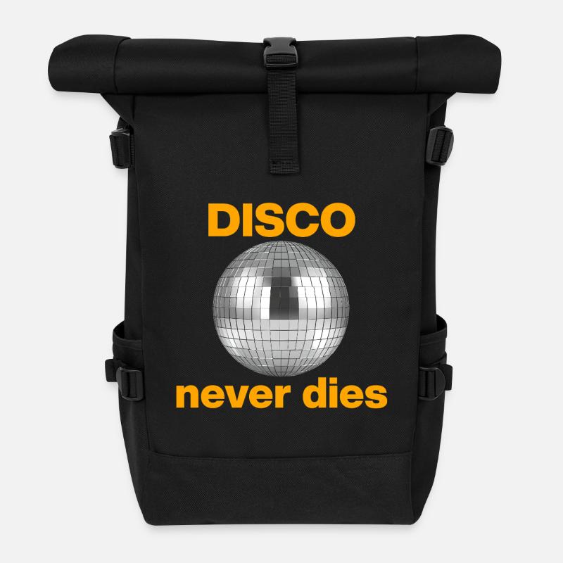 Disco never dies: Glitzer-Power! Discokugel - Rolltop Rucksack - Schwarz