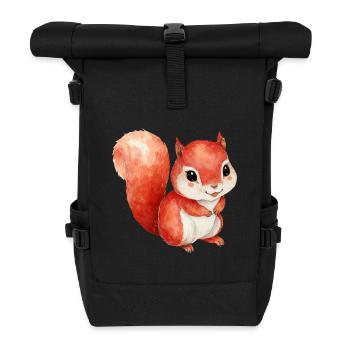 Waldtier, niedliches Eichhörnchen für Kinder - Rolltop Rucksack - Schwarz - Vorne