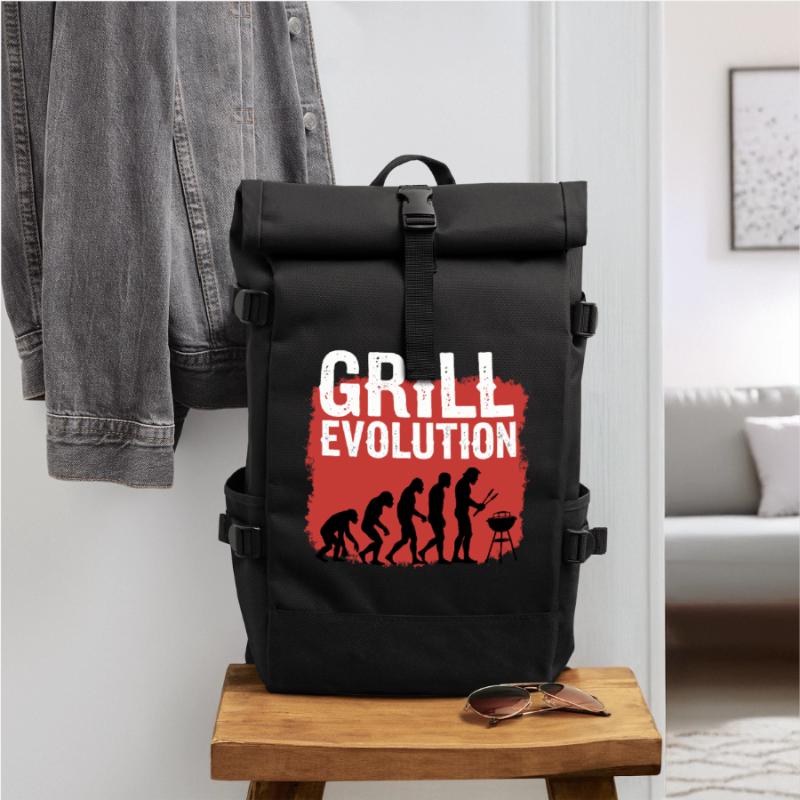 Grill Evolution Funny Grill Master Saying Roll Top Backpack