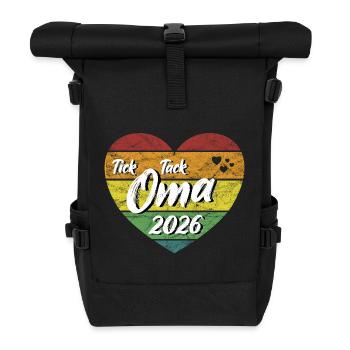Tick Tack Oma 2026 werdende Uroma Omama 2026 retro - Rolltop Rucksack - Schwarz - Vorne