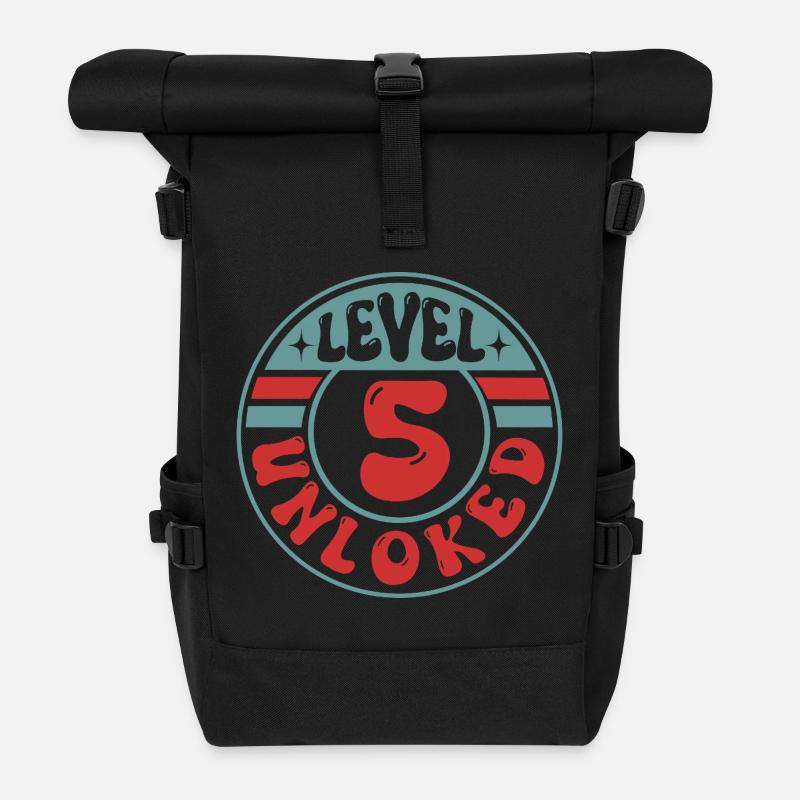Level 5 Unlocked – Cooles Gamer Geburtstagsdesign - Rolltop Rucksack - Schwarz