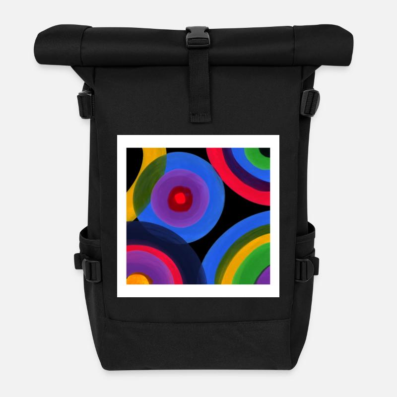 Kreisfarbene Symphonie - Rolltop Rucksack - Schwarz