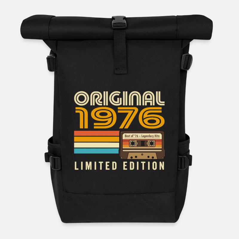 Original 1976 Vintage Vintage Birthday Retro - Roll Top Backpack - black