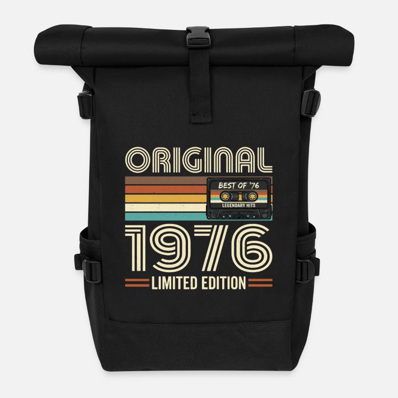 Original 1976 Vintage Vintage Birthday Retro - Roll Top Backpack - black