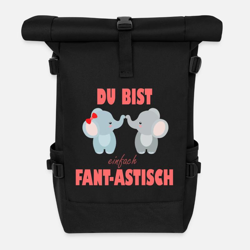 Du Bist Einfach Fantastisch Elefantenfreunde - Rolltop Rucksack - Schwarz