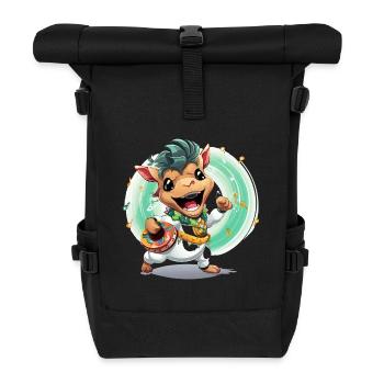 Kuh Trommler im Karneval - Rolltop Rucksack - Schwarz - Vorne