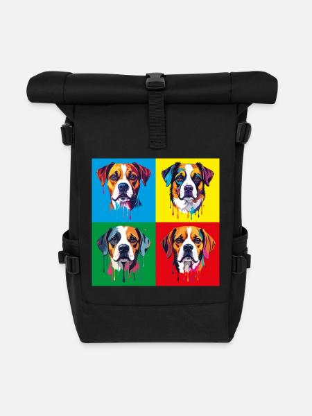 Dog Pop Art Portrait - Roll Top Backpack - black