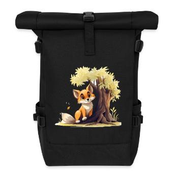 Waldfuchs am goldenen Baum - Rolltop Rucksack - Schwarz - Vorne