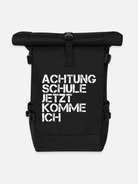 Attention school, here I come - Roll Top Backpack - black