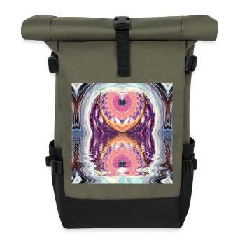 Circle Mandala Reflet en couleurs néon - Sac à dos roll top - olive/noir - Devant