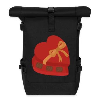 Boîte de chocolats en forme de cœur avec ruban doré - Sac à dos roll top - noir - Devant