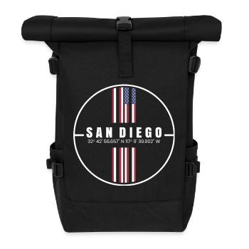 San Diego Coordinates - Roll Top Backpack - black - Front