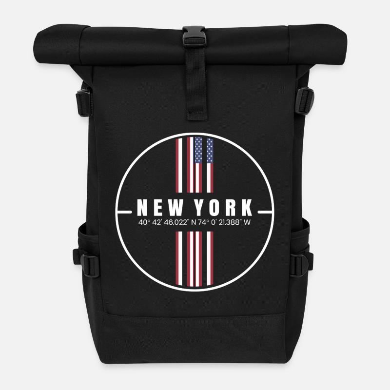 Coordonnées de New York - Sac à dos roll top - noir