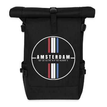 Amsterdam Coordinates - Roll Top Backpack - black - Front