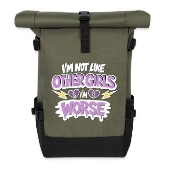 Nicht wie andere Mädchen – Schlimmer - Rolltop Rucksack - Olive/Schwarz - Vorne