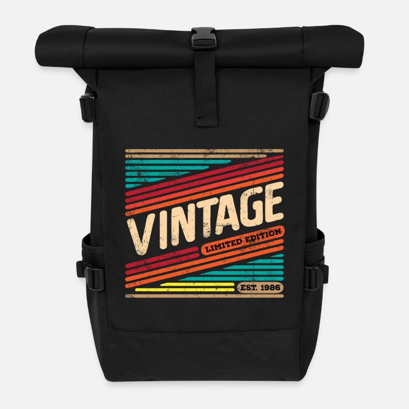 Vintage 1986 - Rolltop Rucksack - Schwarz