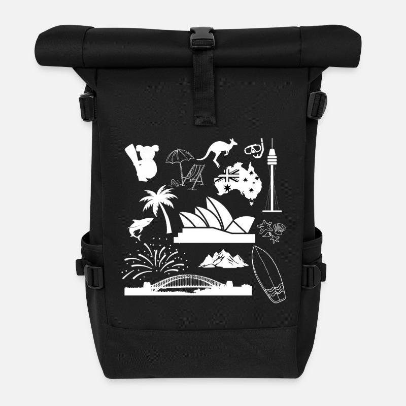 Sydney in symbols (white) - Rolltop Rucksack - Schwarz