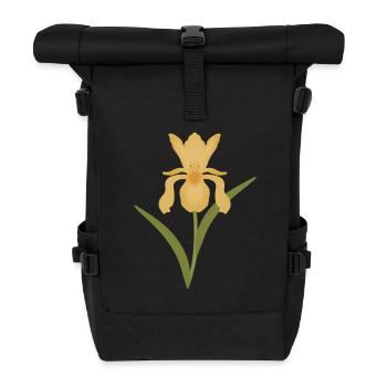 Goldene Irisblüte auf Grün - Rolltop Rucksack - Schwarz - Vorne