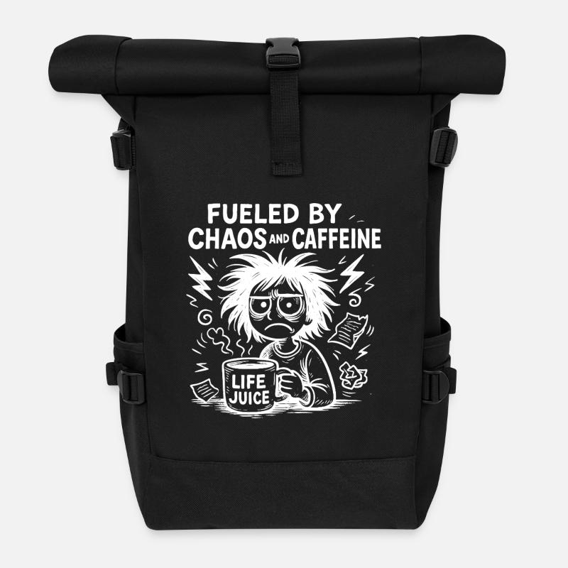 Alimenté par le plaisir de la caféine - Sac à dos roll top - noir