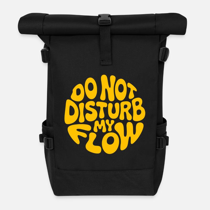 Ne dérange pas mon flux jaune marqué - Sac à dos roll top - noir