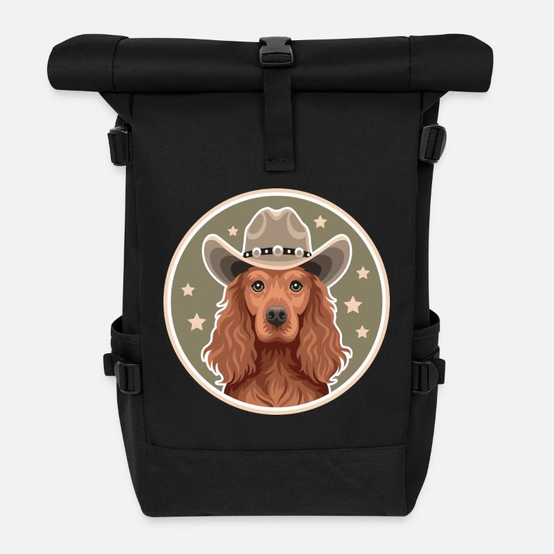 Cocker Spaniel Cowboy - Rolltop Rucksack - Schwarz