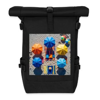 Colorful retreat on the beach - Roll Top Backpack - black - Front