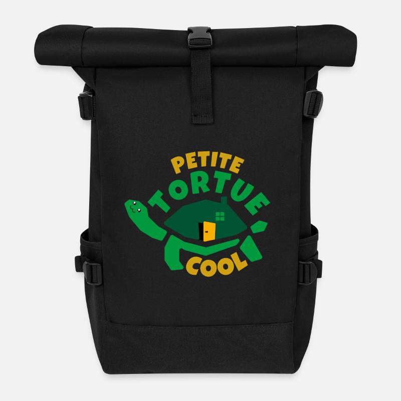 Cool Little Turtle - Roll Top Backpack - black