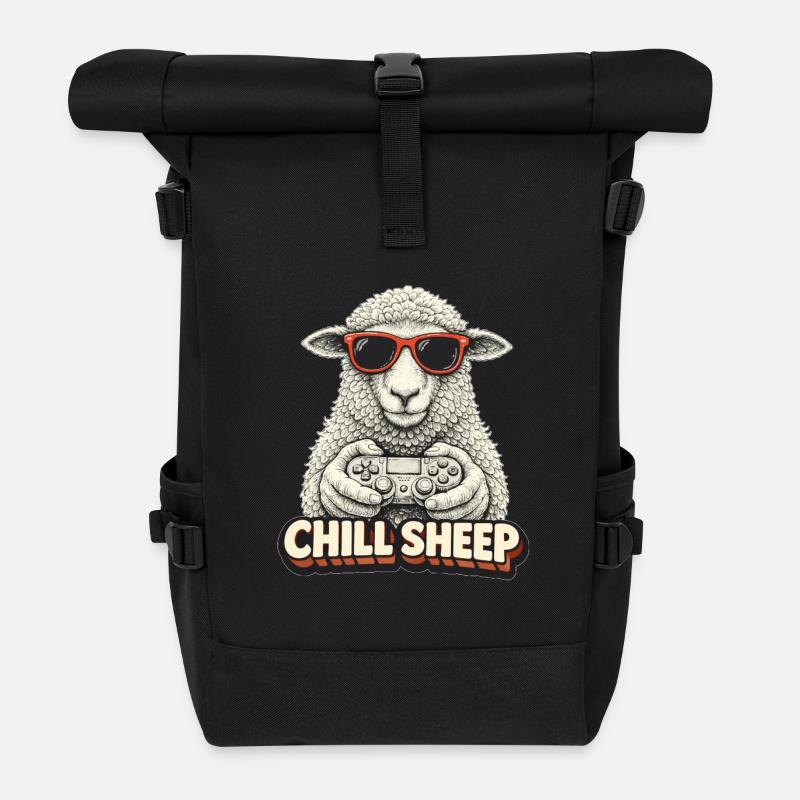 Chill Sheep Gaming Graphics - Roll Top Backpack - black