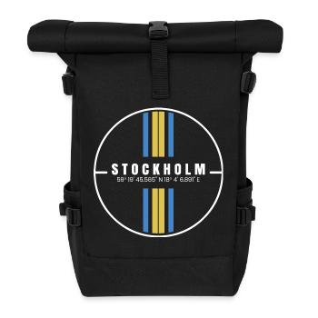 Stockholm Coordinates - Roll Top Backpack - black - Front