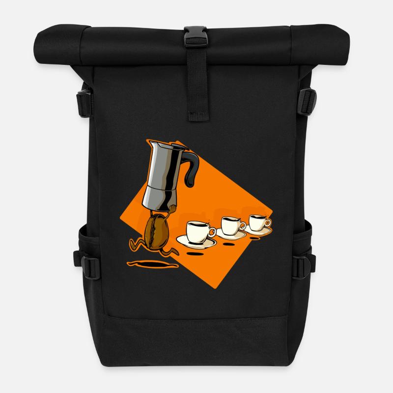 Kaffeezeit - Rolltop Rucksack - Schwarz