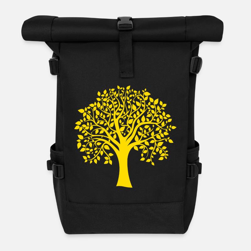 Icon Orange Jumbo Tree Print Silhouette - Rolltop Rucksack - Schwarz