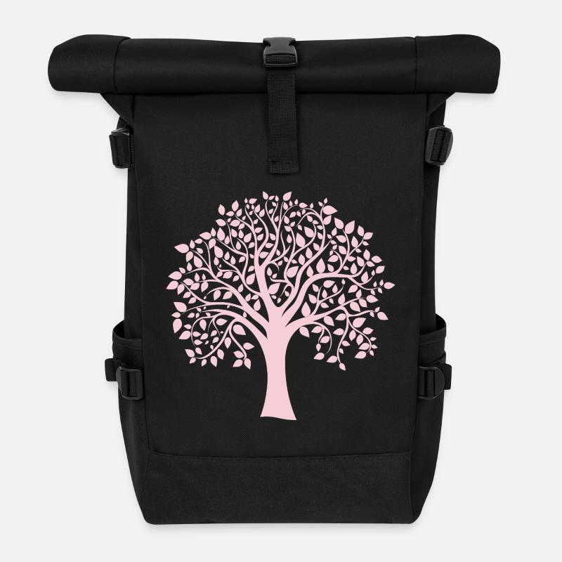 Icon Pink Jumbo Tree Print Silhouette - Rolltop Rucksack - Schwarz
