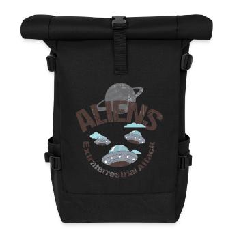 Alien-Begegnungen: Außerirdische Luftschiffe - Rolltop Rucksack - Schwarz - Vorne
