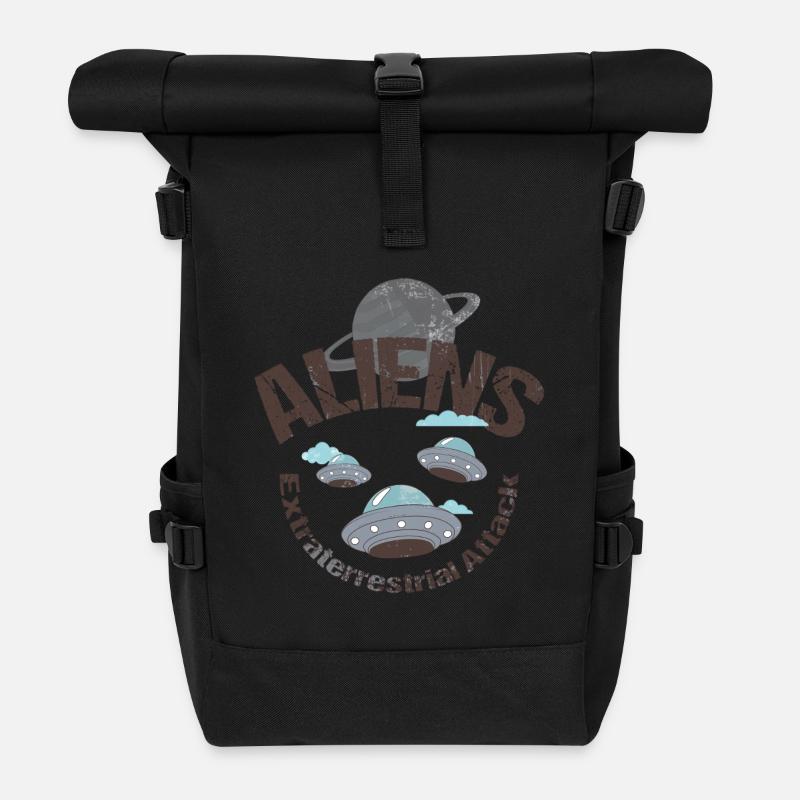 Alien-Begegnungen: Außerirdische Luftschiffe - Rolltop Rucksack - Schwarz