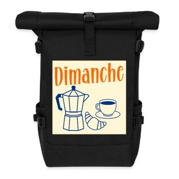 Sonntagskaffee-Croissant - Rolltop Rucksack - Schwarz - Vorne