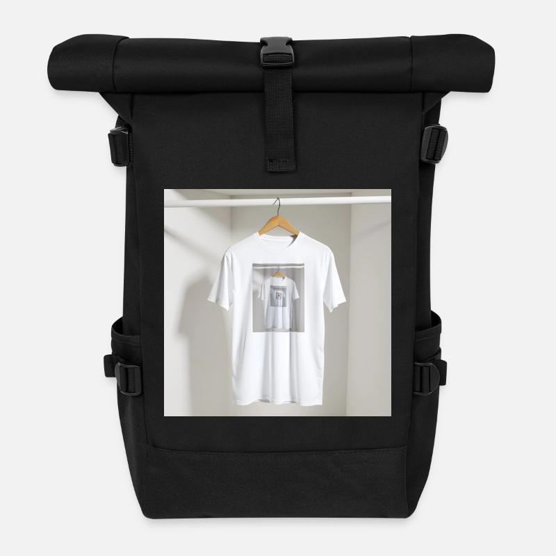 Gerahmtes Spiegel-T-Shirt - Rolltop Rucksack - Schwarz