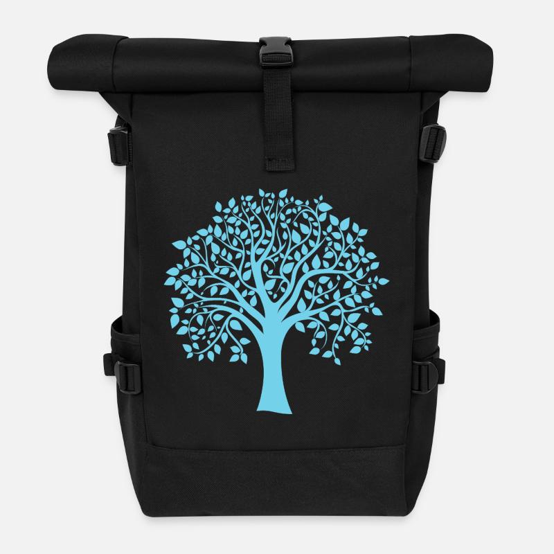 Icon Blue Jumbo Tree Print Silhouette - Rolltop Rucksack - Schwarz
