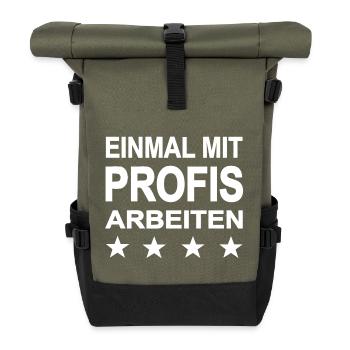 Arbeiten - Rolltop Rucksack - Olive/Schwarz - Vorne
