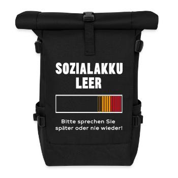 Social Battery Empty - Battery Design - Roll Top Backpack - black - Front