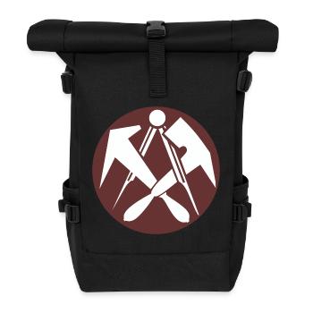 51164_Dachdecker, Zunftzeichen, Berufswappen - Rolltop Rucksack - Schwarz - Vorne