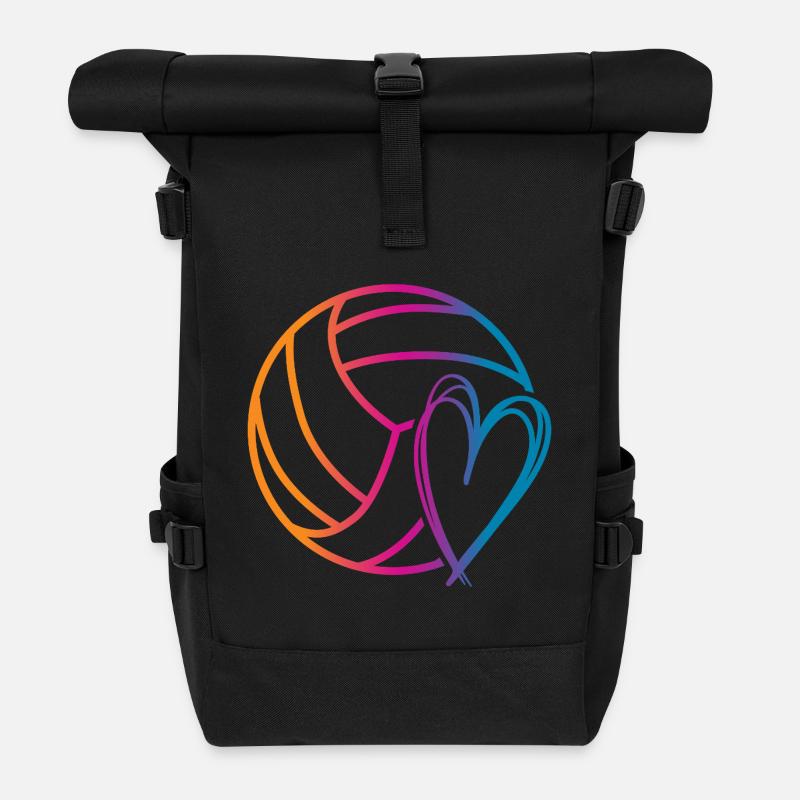 Volleyball Ball - Rolltop Rucksack - Schwarz