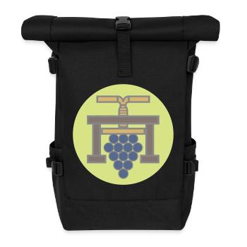 20506_Winzer, Weinbauer Grapepresse Vintage   - Rolltop Rucksack - Schwarz - Vorne