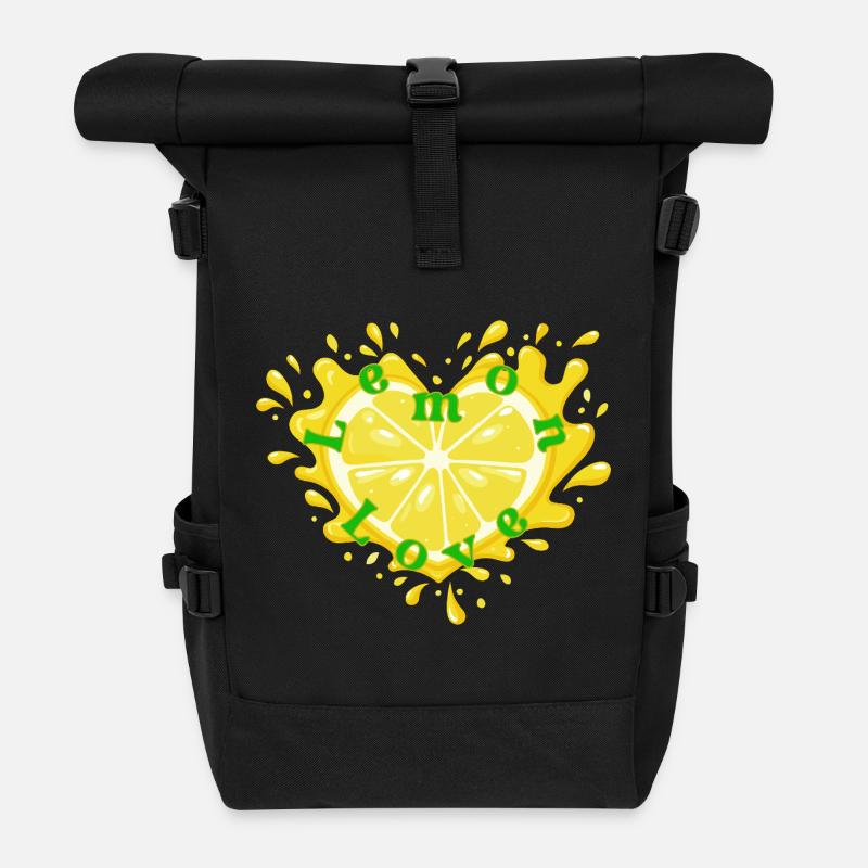 Zitrusherz Liebe Motiv - Rolltop Rucksack - Schwarz