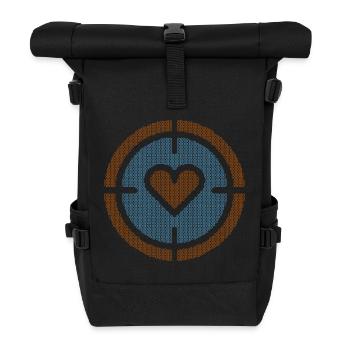 Herz im Ziel-Emblem, Wabenmuster - Rolltop Rucksack - Schwarz - Vorne