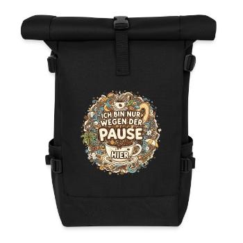 I'm only here for the break – coffee - Roll Top Backpack - black - Front