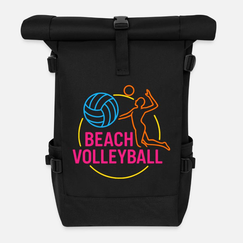 Beach Volleyball Men's Logo - Roll Top Backpack - black